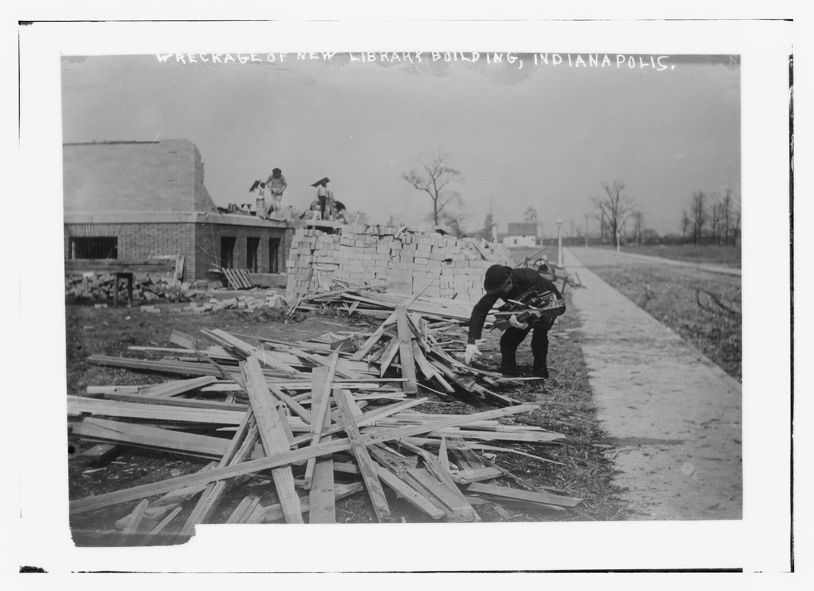 Wreckage of new library building, Indianapolis, n/a — historic photograph