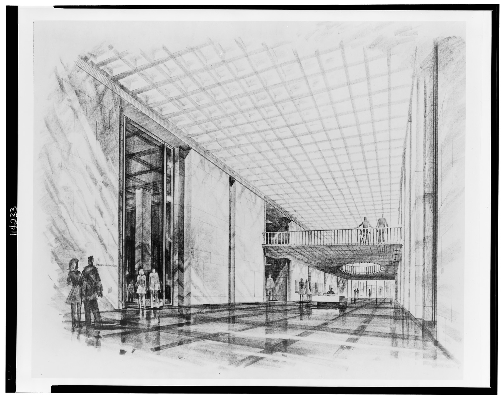 [James Madison Memorial Building for the Library of Congress, Washington, D.C. Perspective, lobby], and Engineering (ADE) Drawings" (http://www.loc.gov/rr/print/res/103_ade.html)." — historic photograph