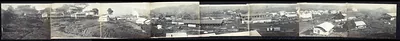 Panoramic black and white view of a Panama town on a hillside