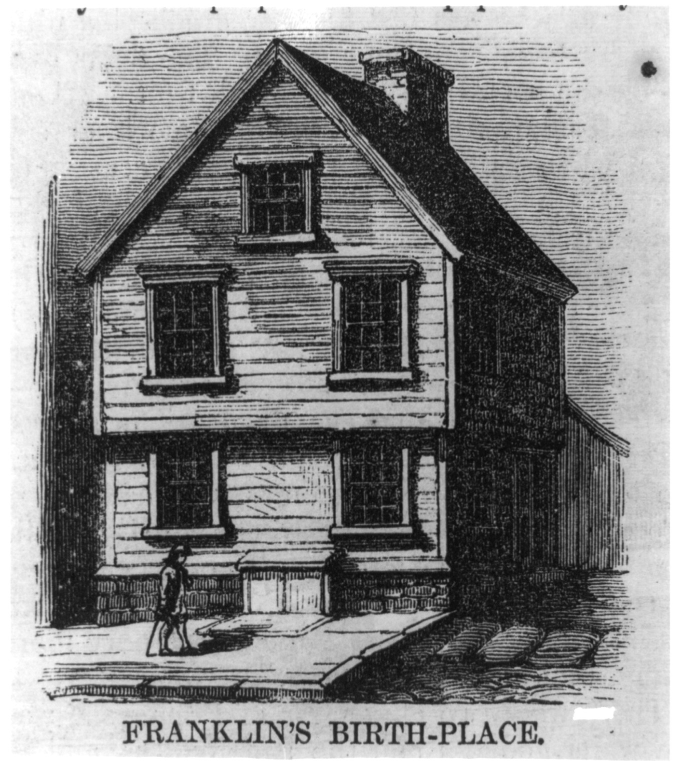 Franklin's Birthplace, [no date recorded on caption card] — antique engraving