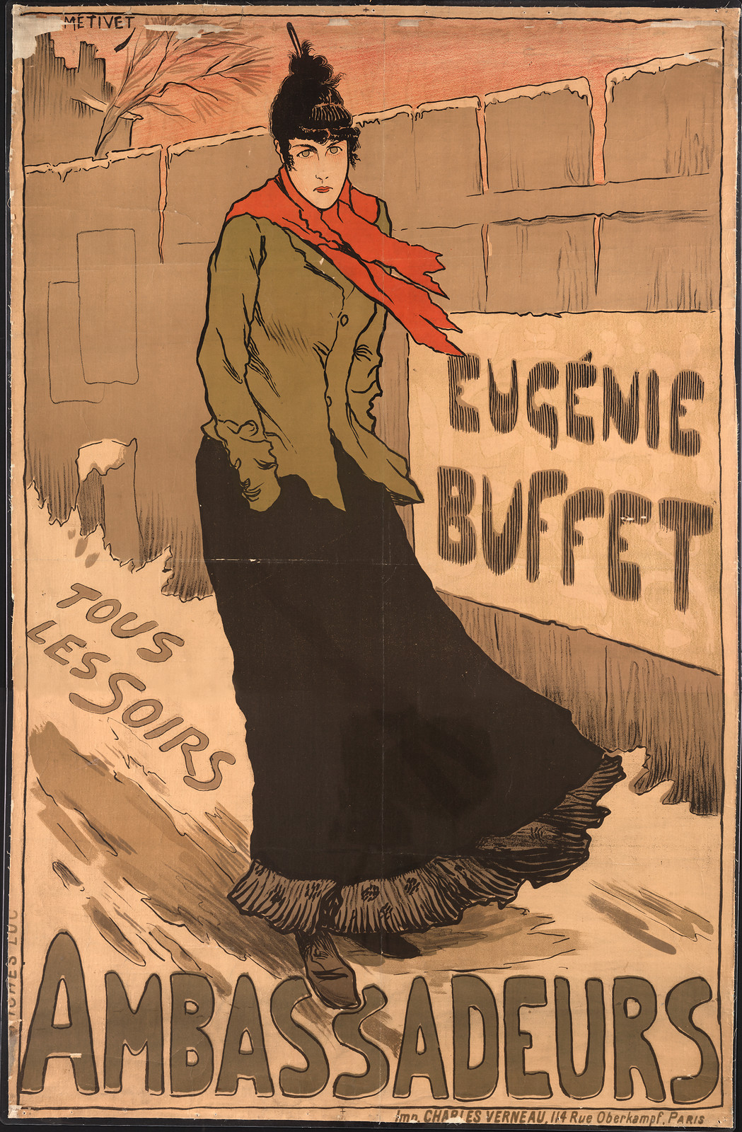 Eugénie Buffet poster for Ambassadeurs, Tous les soirs — vintage poster
