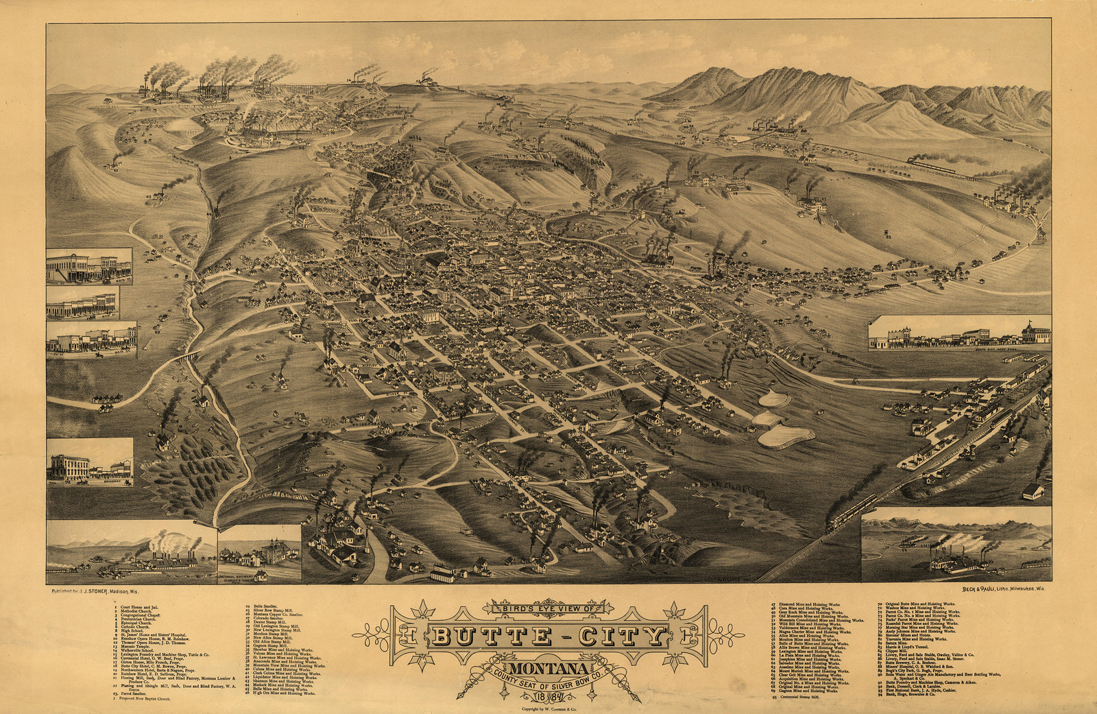 MT Butte 1884 MAP, 1884 — antique map
