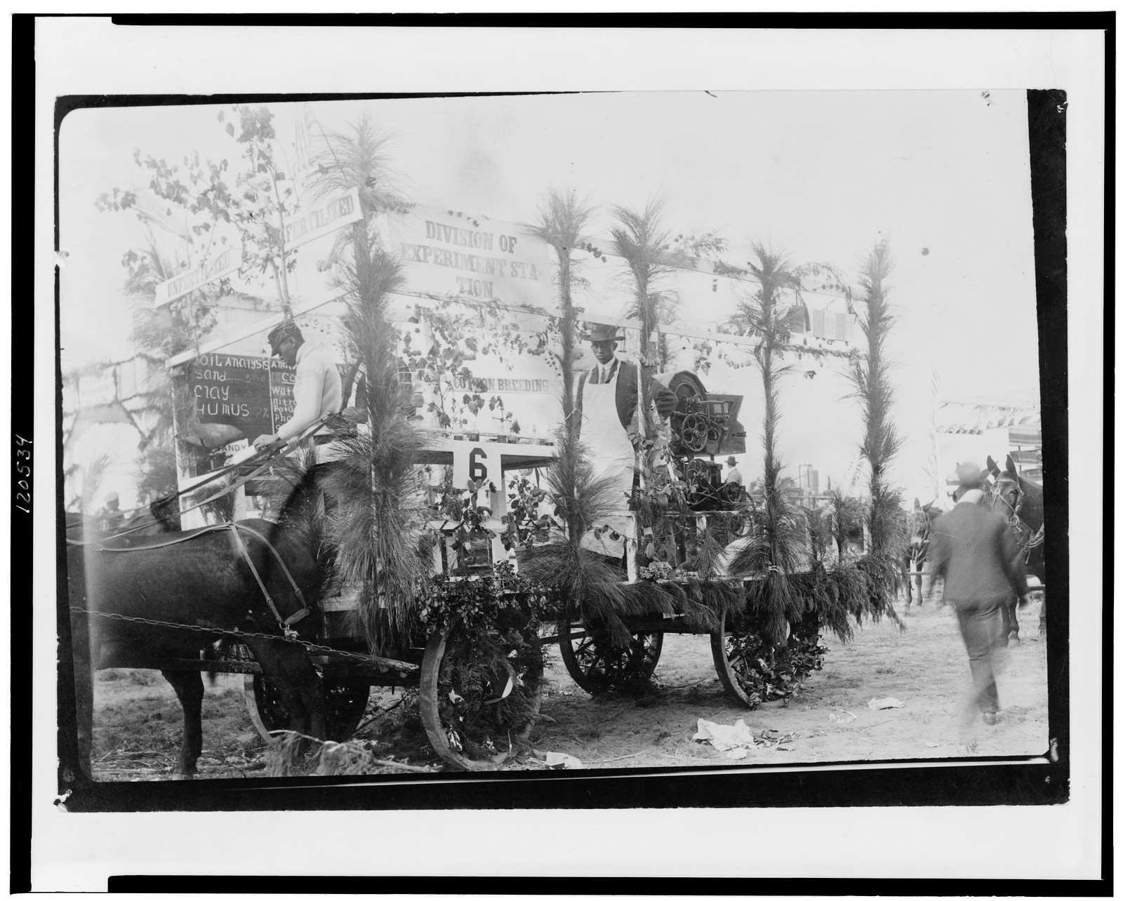 [Horse-drawn float of the Division of Experiment Station of Tuskegee Institute in parade in honor of Teddy Roosevelt], [1905] — historic photograph