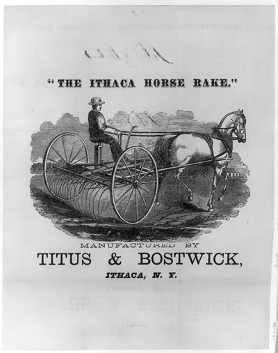 The Ithaca Horse Rake" manufactured by Titus & Bostwick, Ithaca, N.Y.