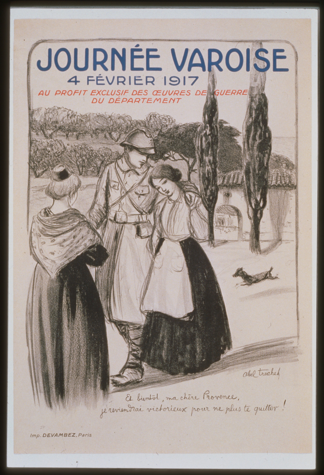Journeacutee Varoise. 4 feacutevrier 1917. Au profit exclusif des Oeuvres de Guerre du Deacutepartement, 1917 — vintage poster