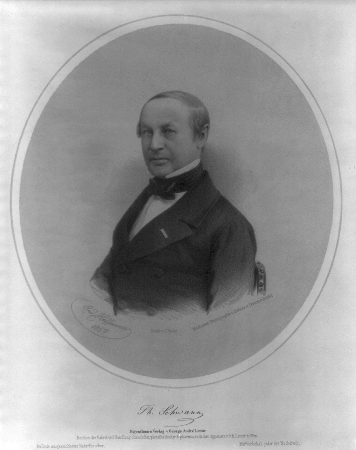 [Theodor Schwann, 1810-1882, head and shoulders, facing left] — antique lithograph