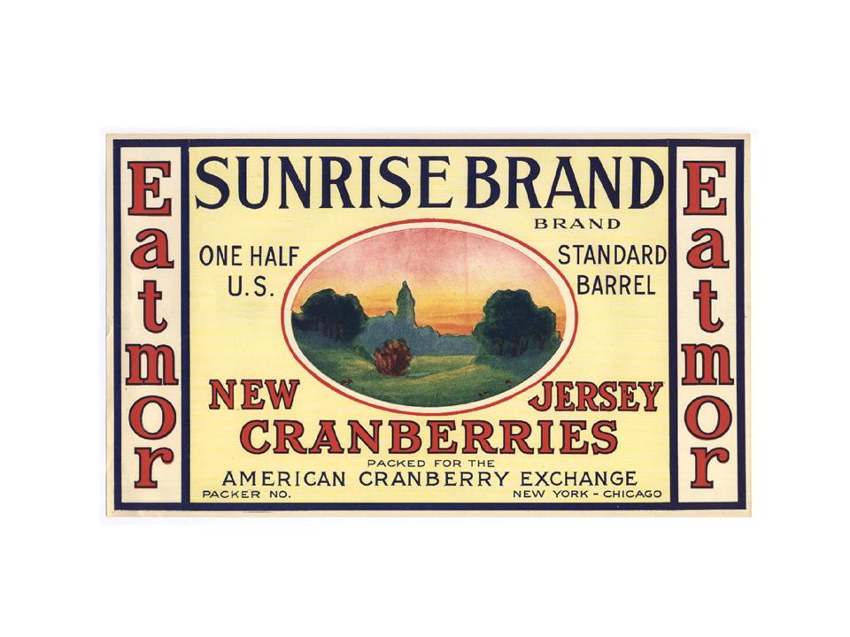 Sunrise Brand New Jersey Cranberries crate label — historic image