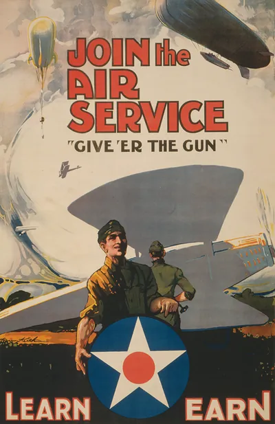Join the Air Service - Give 'er the gun" Learn - earn / Warren Keith."