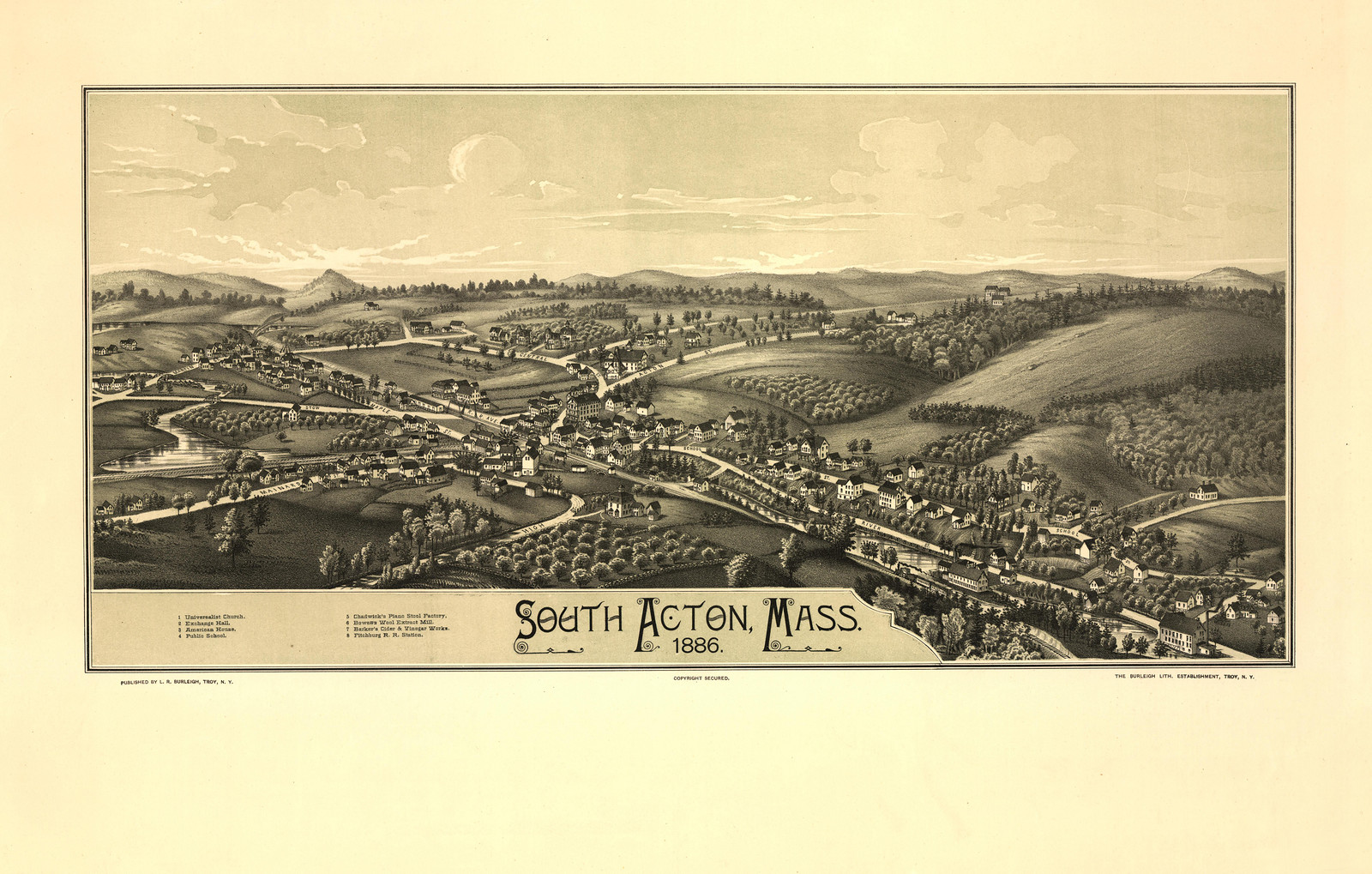 South Acton, Massachusetts, 1886, 1886 — antique map