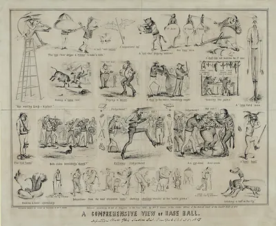 A Comprehensive View of Base Ball, lithograph caricature