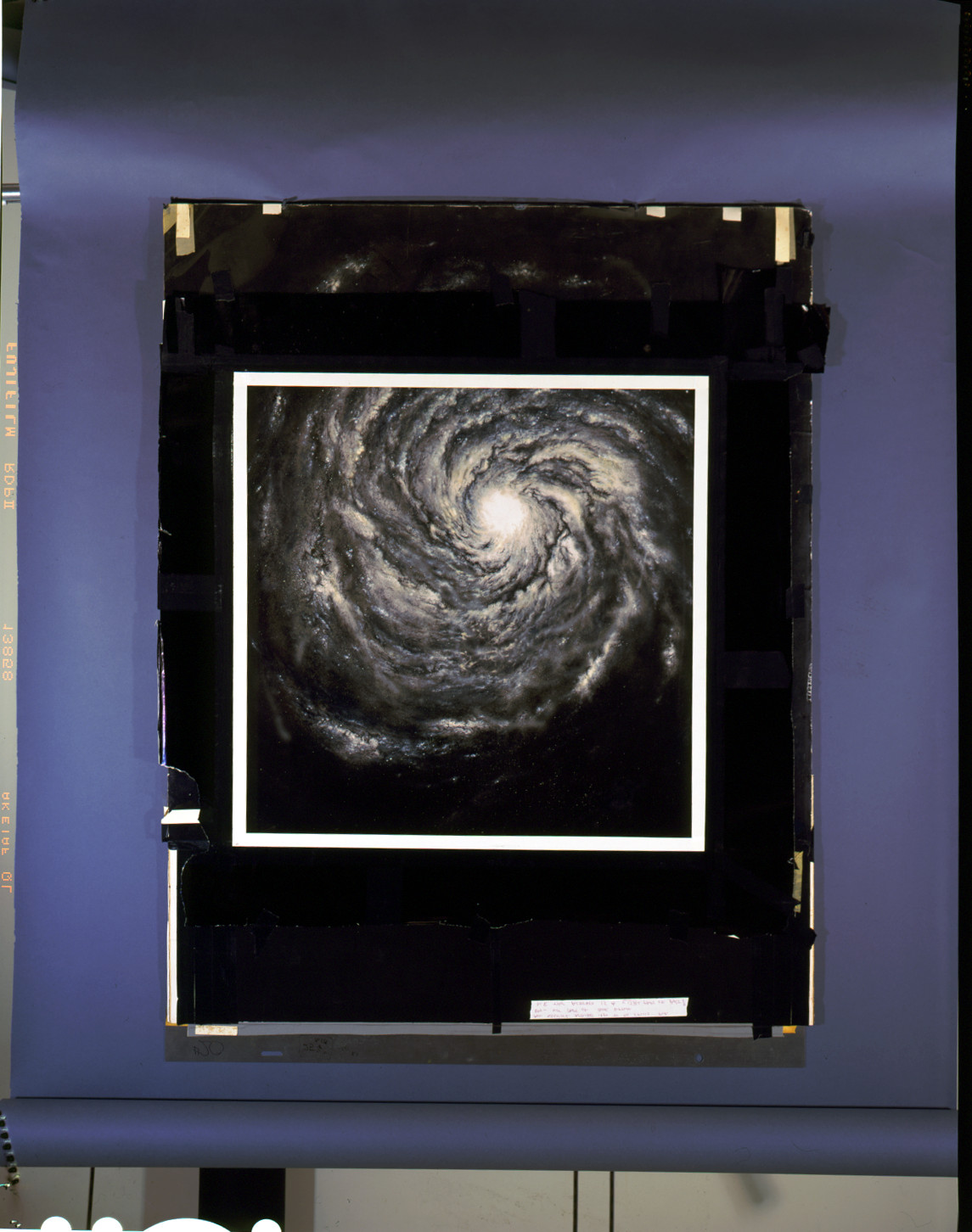 Spiral galaxy photograph mounted on black card — historic photograph