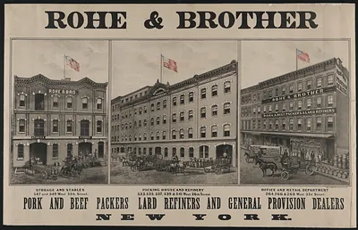 Rohe & Brother pork and beef packers advertisement, New York