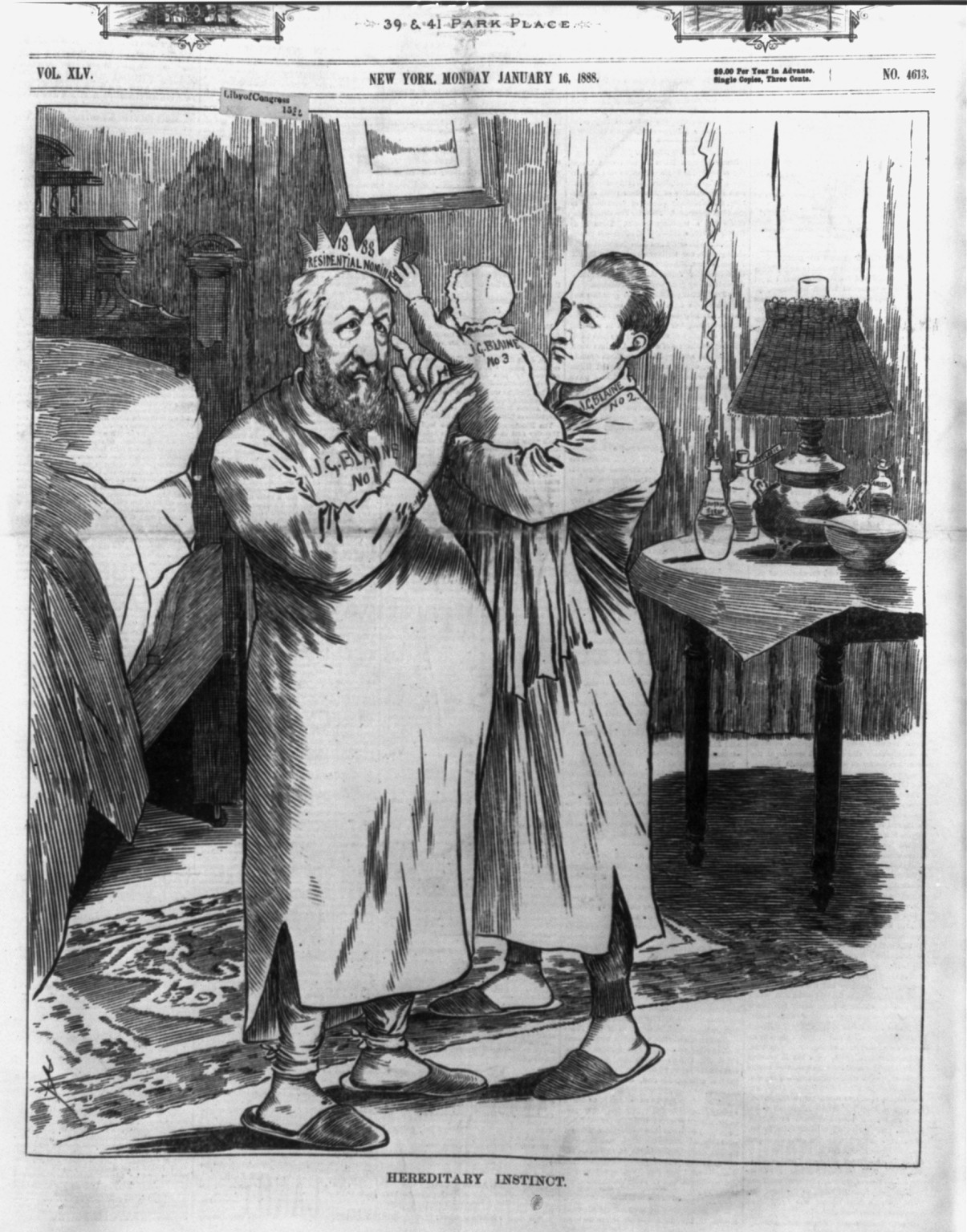 Hereditary instinct, 1888 — antique engraving