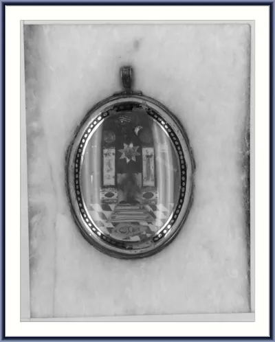 Masonic Emblem, on reverse of Masonic locket containing portrait of Marquis de Lafayette