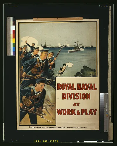 Royal Naval Division at work & play / Stewart Browne ; distributed by the Walturdaw Co. Ltd., 46 Gerrard St., London, W.