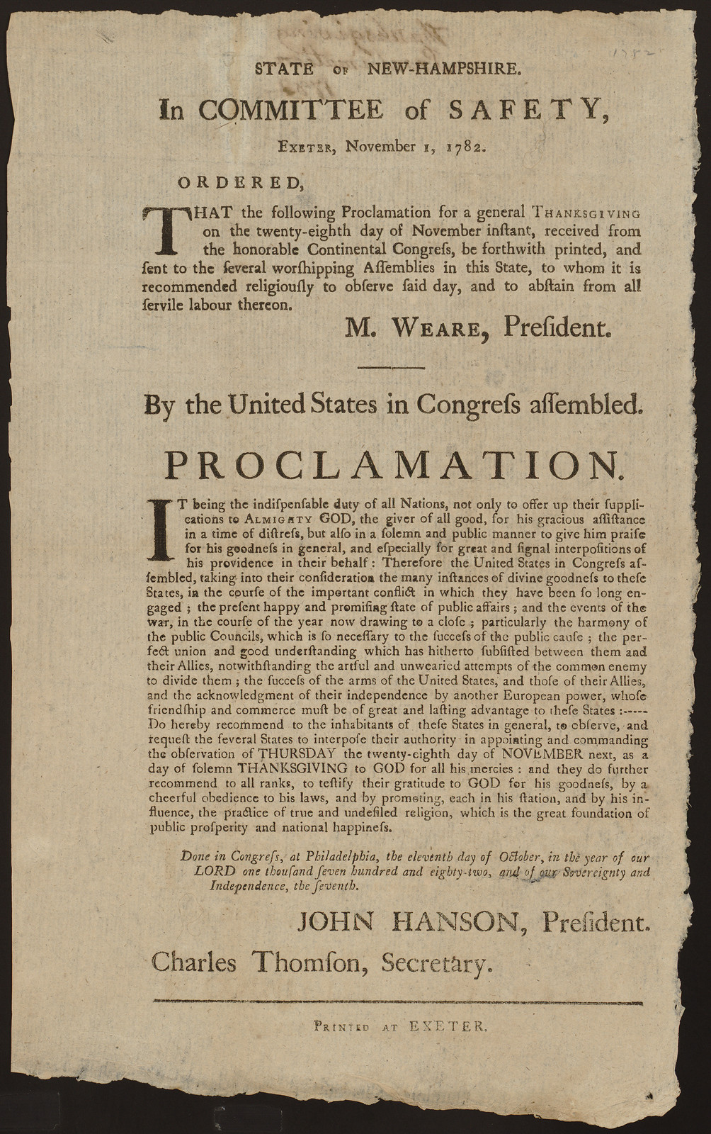 Thanksgiving Proclamation — historic image
