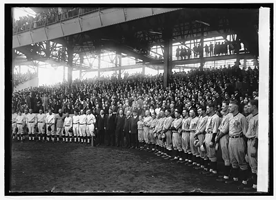 Pres. & Mrs. Coolidge with team managers, umpire & players at World Series, [10/10/24]