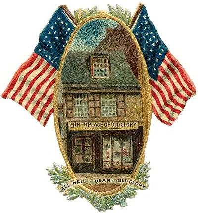 Birthplace of Old Glory patriotic card with flags