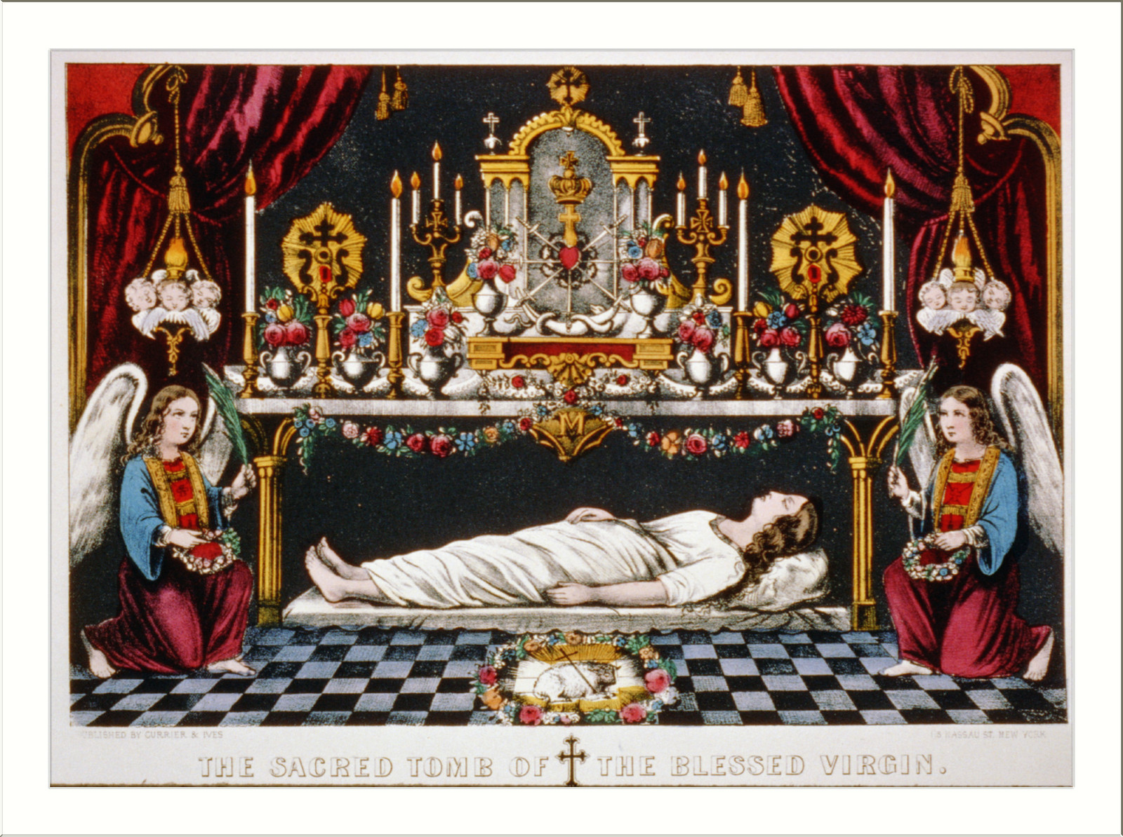 The sacred tomb of the blessed virgin, New York : Published by Currier & Ives, [between 1856 and 1907] — antique lithograph