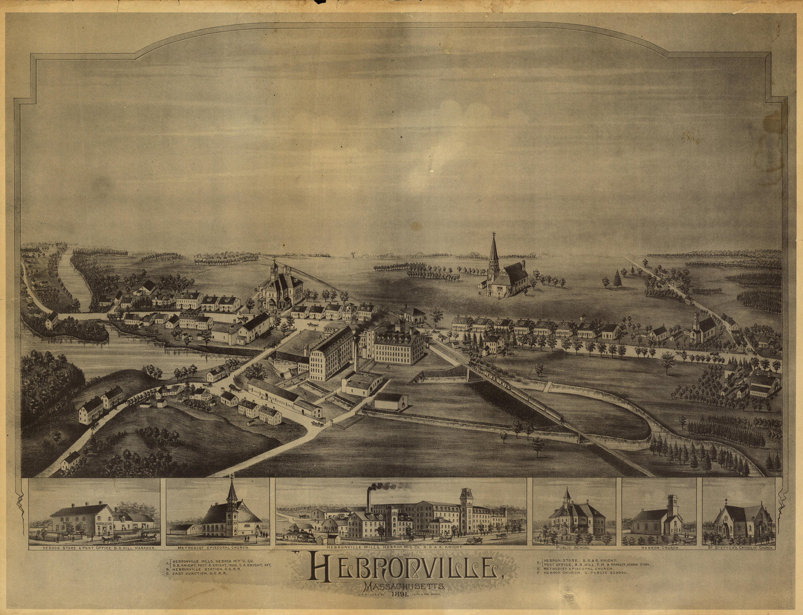 Hebronville, Massachusetts, 1891, 1891 — antique map