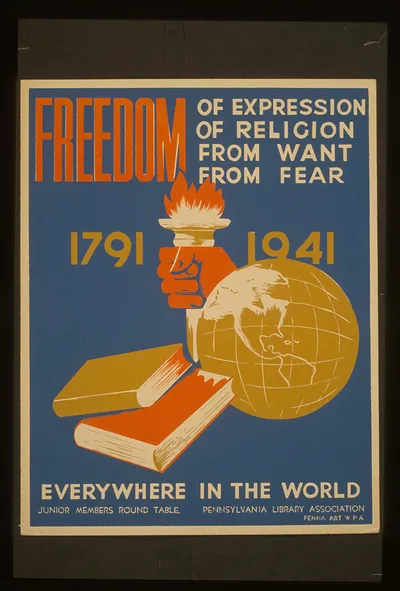 Freedom of expression of religion from want from fear everywhere in the world