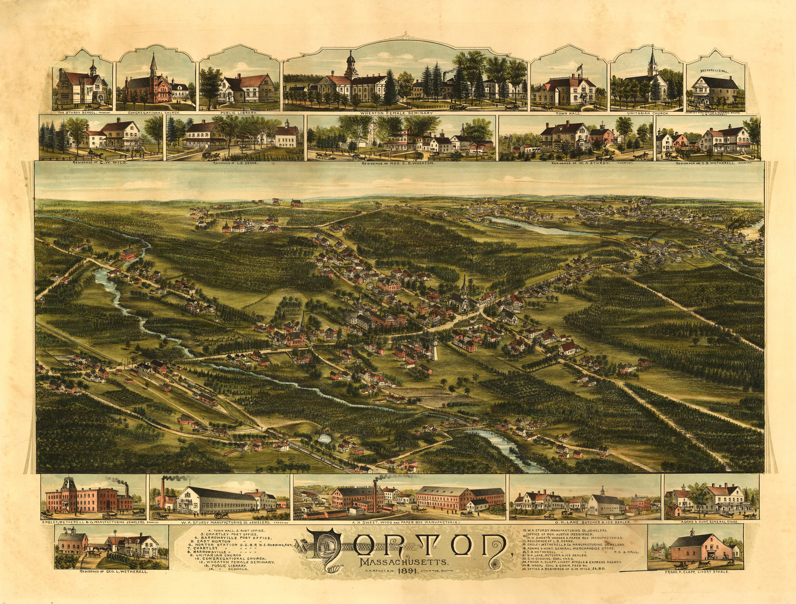 Norton, Massachusetts, 1891, 1891 — antique map