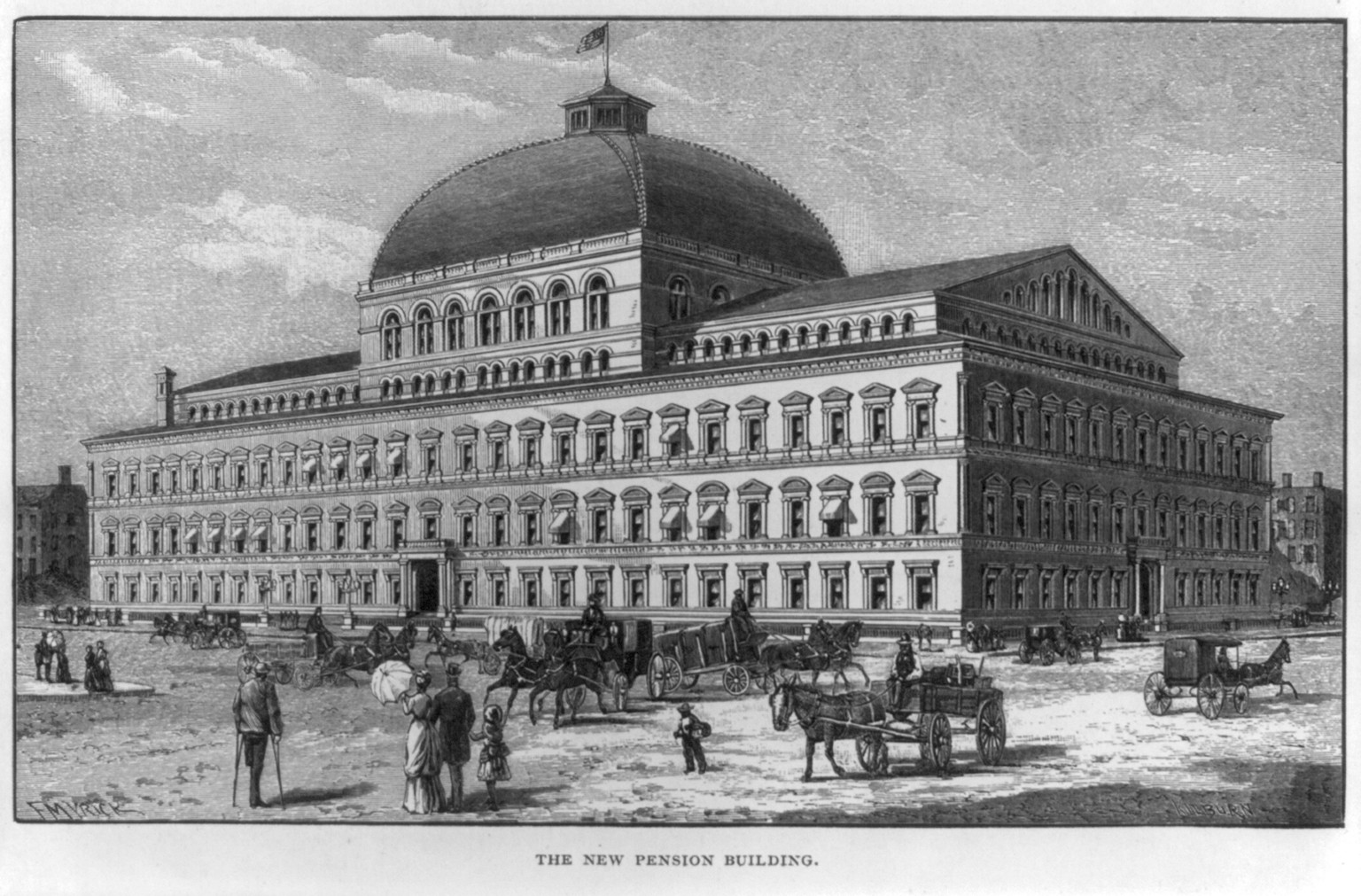 The new Pension Bldg. — antique engraving