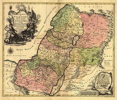 Terra Sancta, Map of the Holy Land with Decorative Cartouche