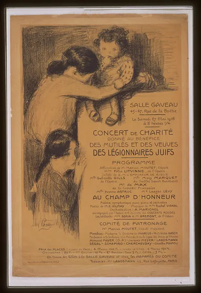 Concert de chariteacute donneacute au deacutebneacutefice des mutileacutes et des veuves des leacutegionnaires juifs