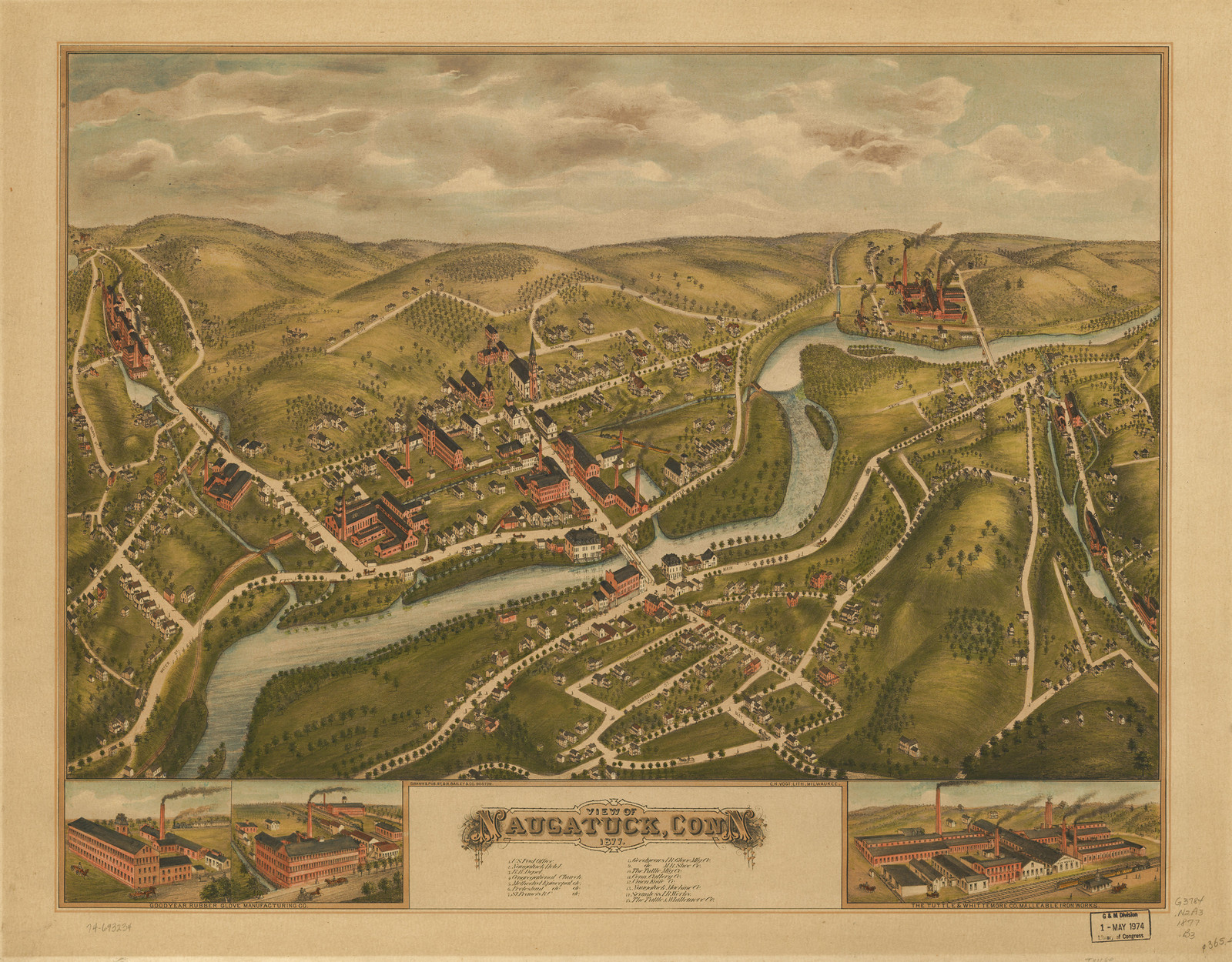 Naugatuck, Connecticut, 1877, 1877 — antique map