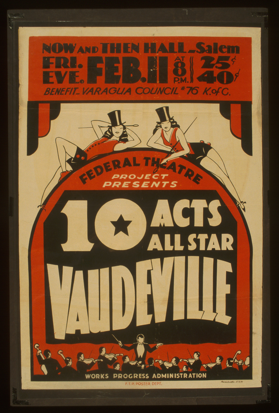 Federal Theatre Project presents 10 acts all star vaudeville, 1938 — vintage poster