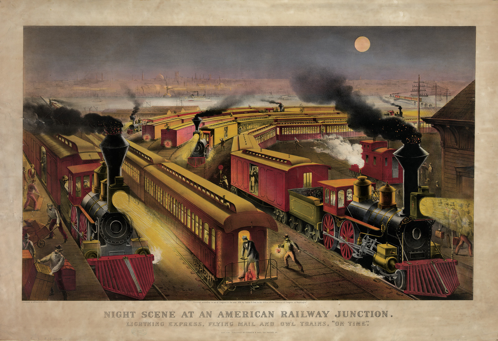Night Scene at an American Railway Junction — historic image