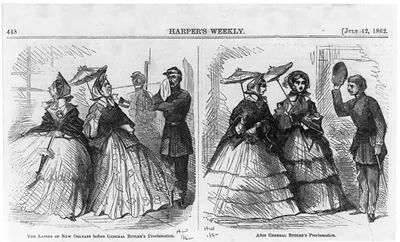 The ladies of New Orleans before Gen. Butler's Proclamation [2 ugly women spitting in face of Union officer]; After ... Proclamation [Officer tipping hat to 2 attractive women. Cartoon concerning Benjamin Butler's so-called Woman Order as military governor of New Orleans, to prevent local women from insulting U.S. soldiers. Issued May 15, 1862]