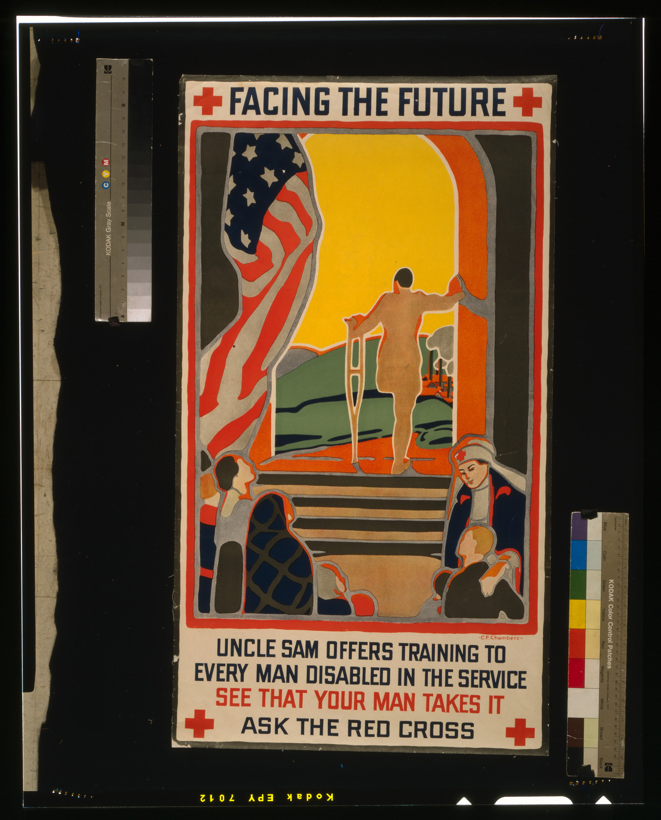 Facing the future Uncle Sam offers training to every man disabled in the service--See that your man takes it--Ask the Red Cross / C. F. Chambers., [1919] — vintage poster