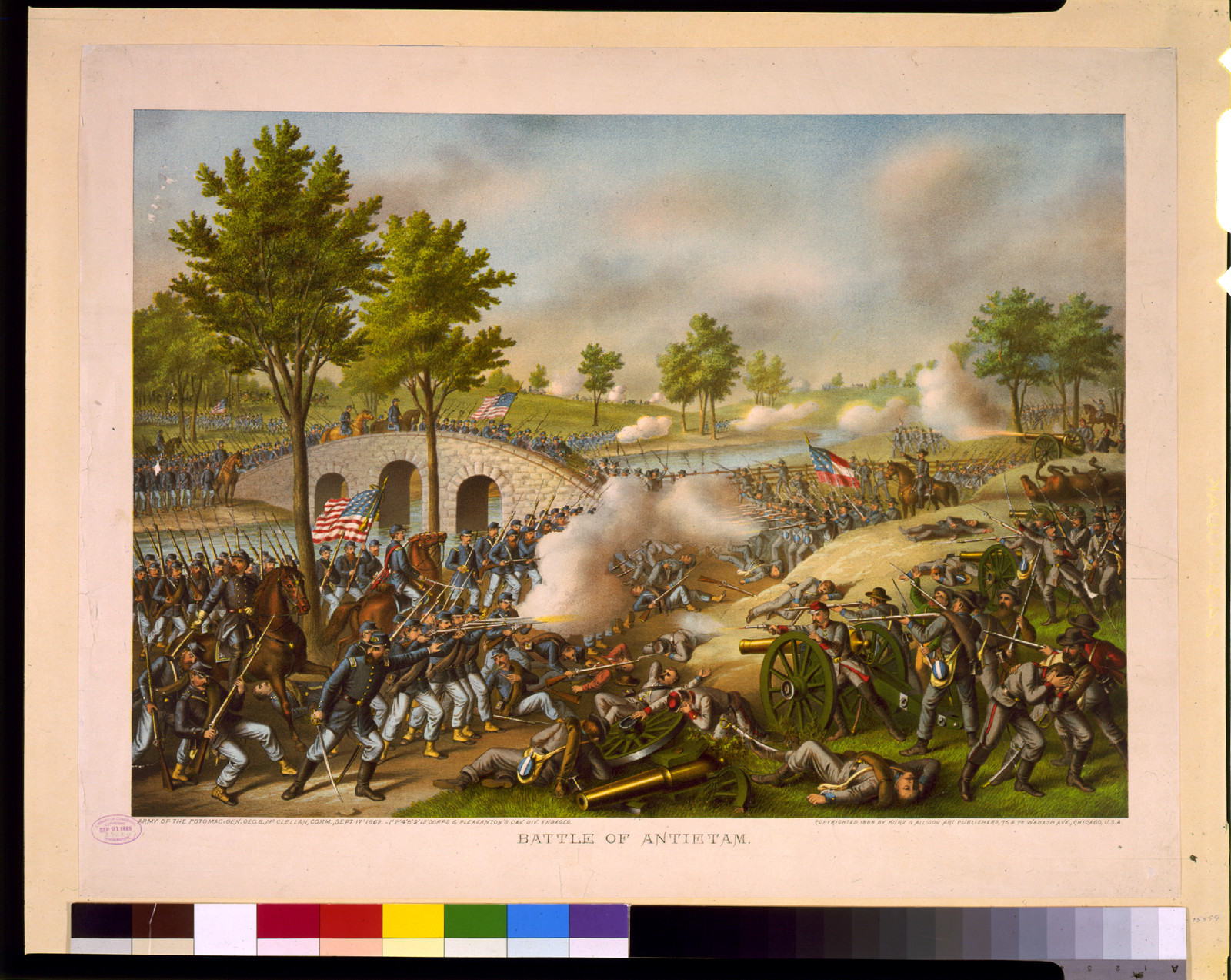 Battle of Antietam--Army of the Potomac: Gen. Geo. B. McClellan, comm., Sept. 17' 1862 ..., c1888. — antique lithograph