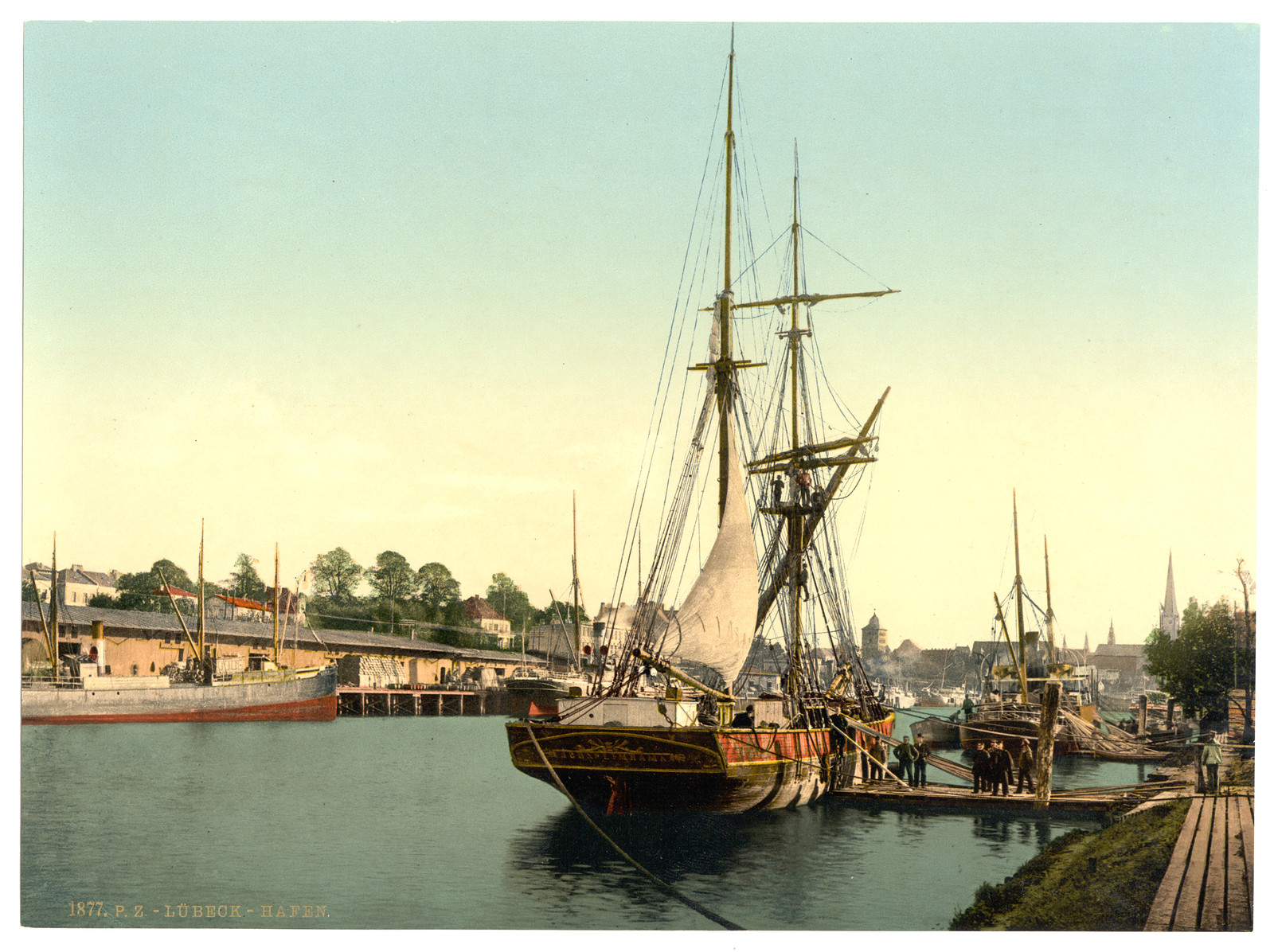 The harbor Lubeck Germany, [between ca. 1890 and ca. 1900]. — historic print