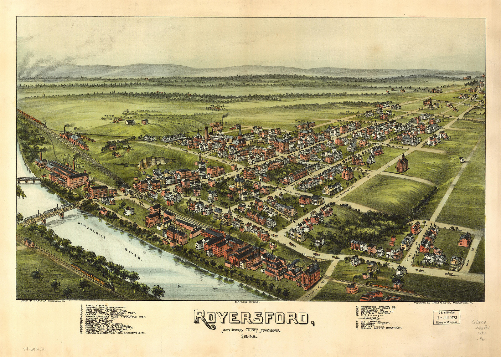 Royersford, Pennsylvania, 1893, 1893 — antique map