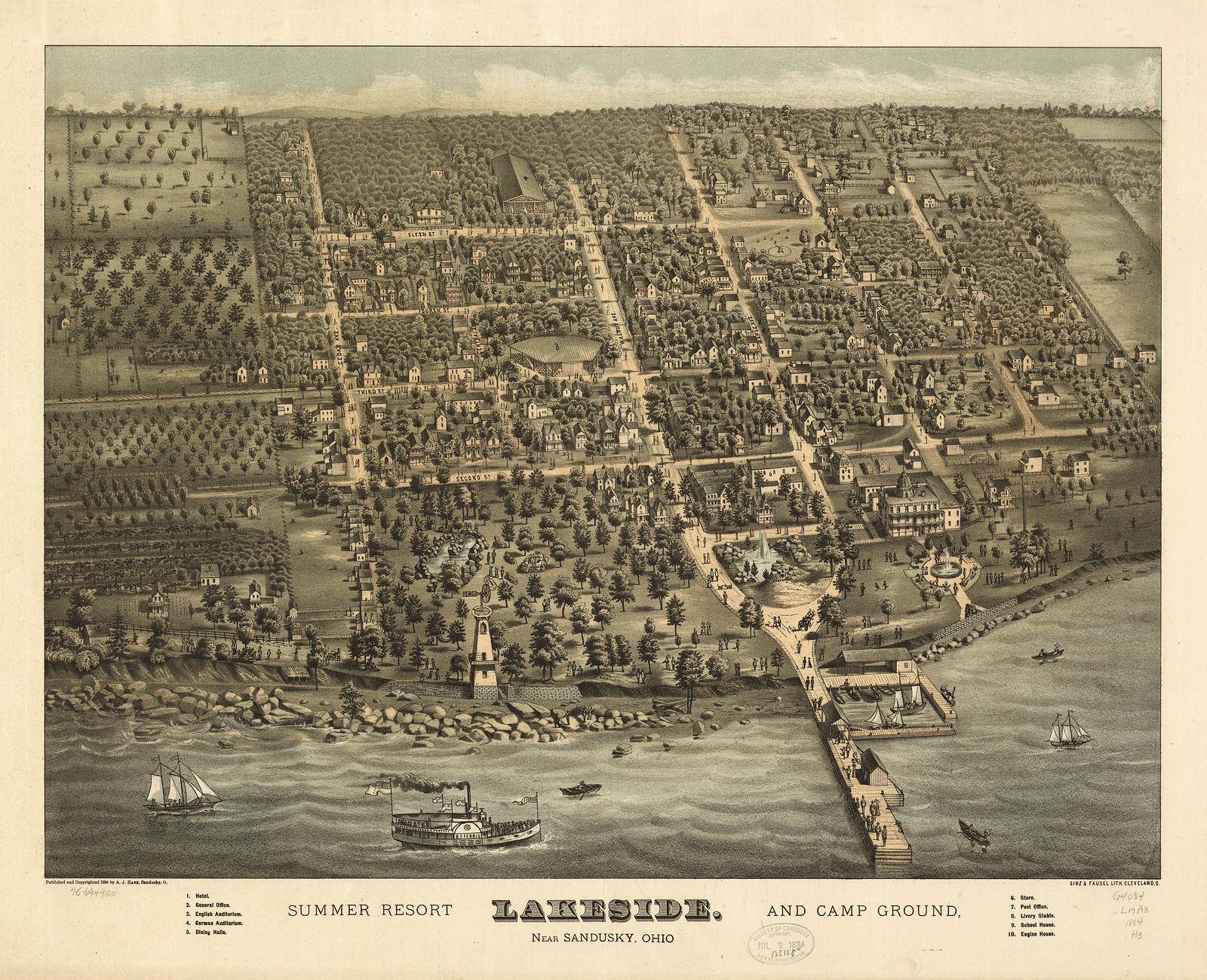Sandusky, Ohio, 1884, 1884 — antique map