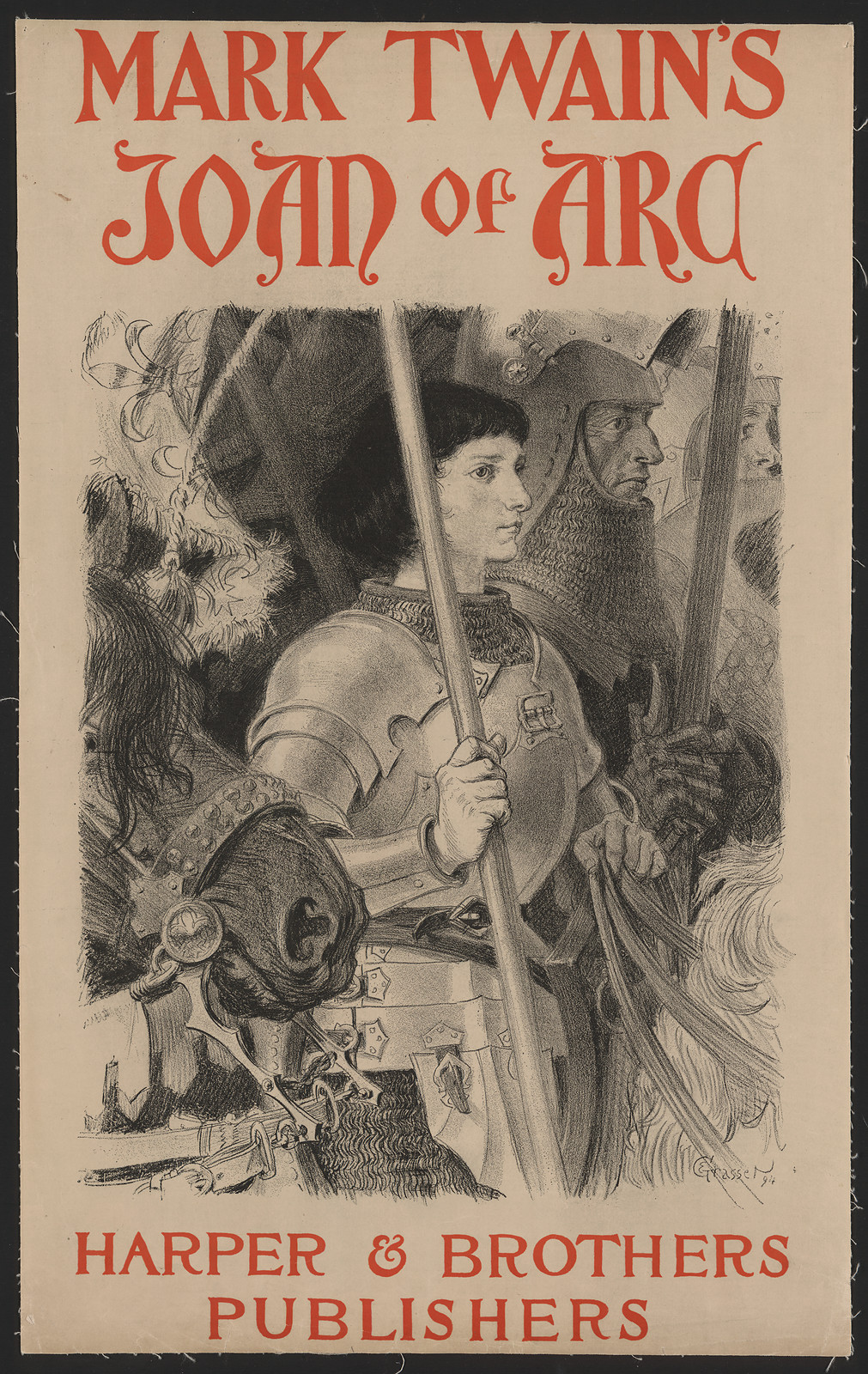 Mark Twain's Joan of Arc, Harper & Brothers Publishers poster — vintage poster