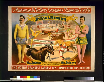 The Barnum & Bailey greatest show on Earth--The rival riders, Wm. Shoutes ... Wm. DeMott