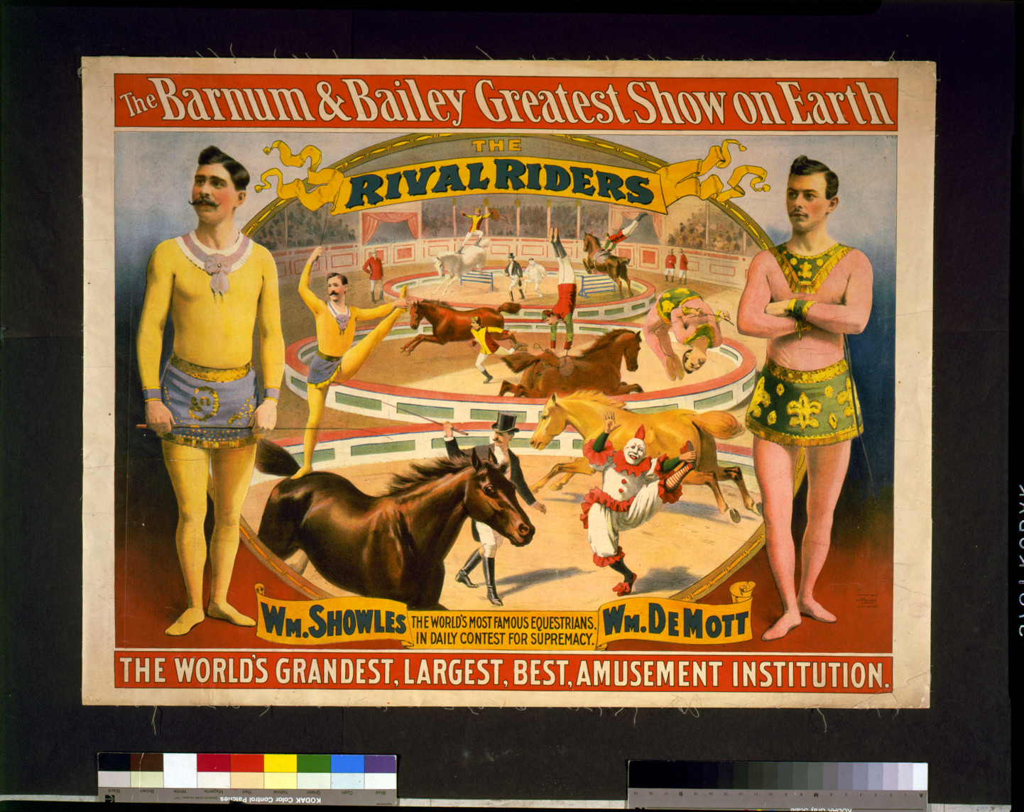 The Barnum & Bailey greatest show on Earth--The rival riders, Wm. Shoutes ... Wm. DeMott, c1895. — vintage poster