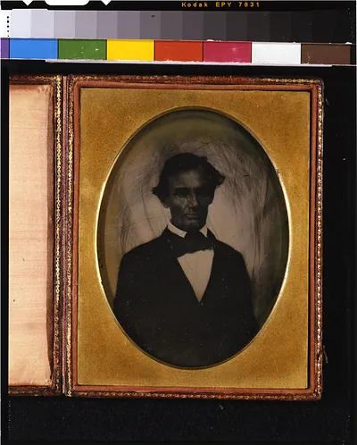 [Abraham Lincoln, head-and-shoulders portrait, facing slightly left, taken in Pittsfield, Illinois, two weeks before the final Lincoln-Douglas debate in Lincoln's unsuccessful bid for the Senate, October 1, 1858]