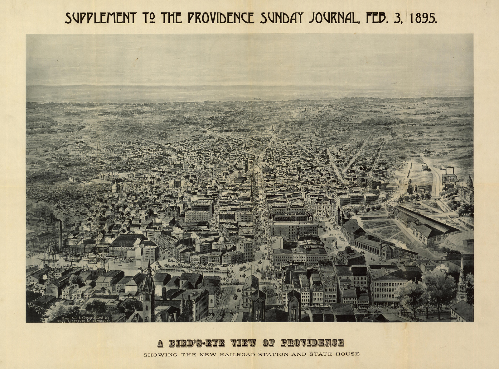 RI Providence 1895 MAP, 1895 — antique map