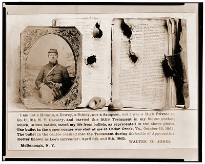 Photograph of Walter G. Jones Pvt. 8th New York Cavalry Co. C. U.S.A. half-length f