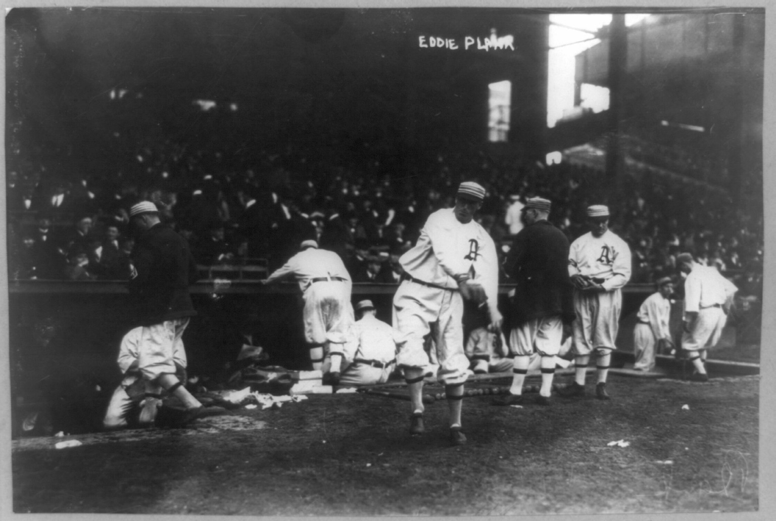 [Baseball pitcher for Philadelphia Athletics Edward Stewart Plank throwing ball to warm up in bull pen], [1914 Dec. 8] — historic photograph