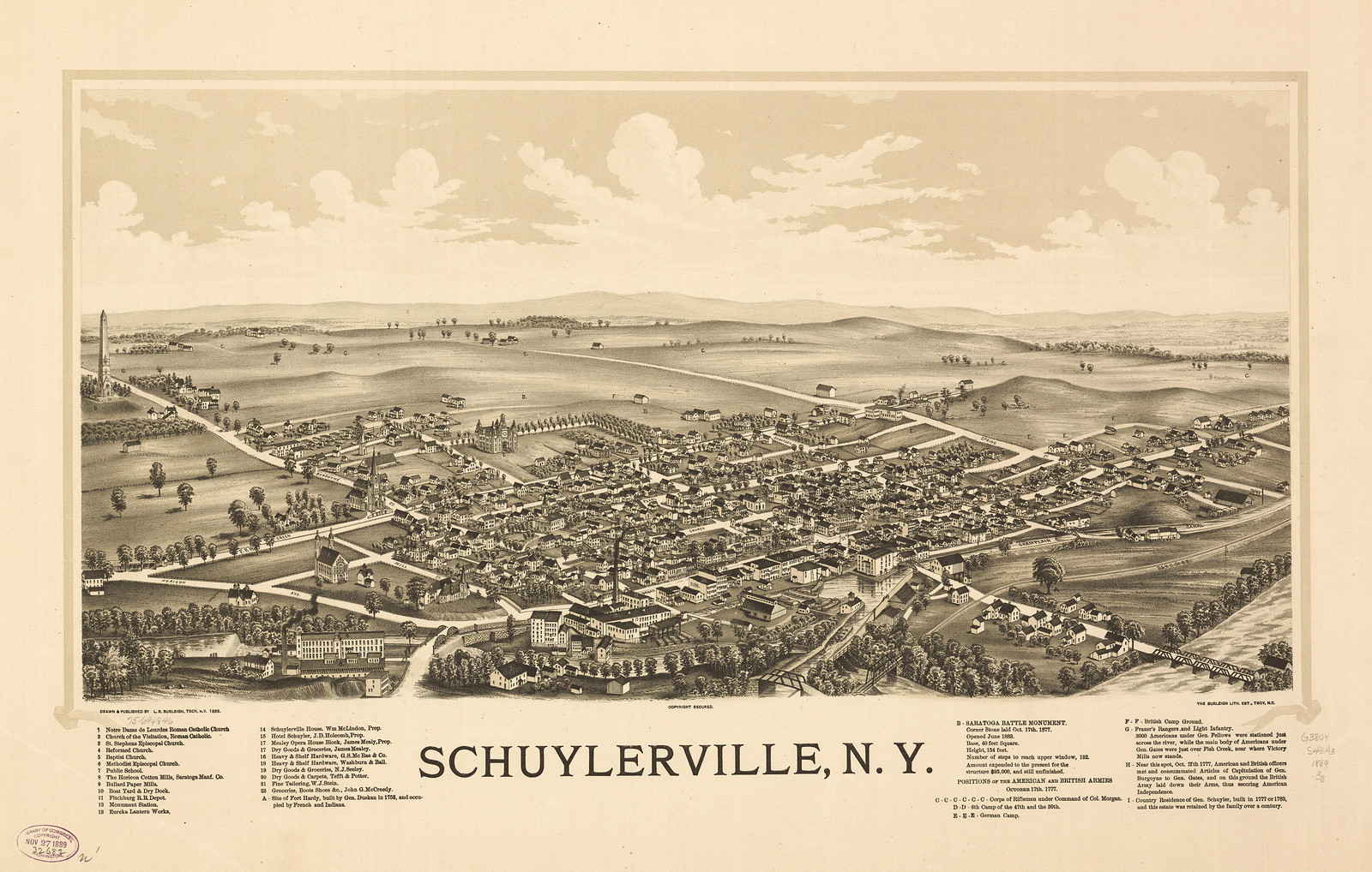 Schuylerville, New York, 1889, 1889 — antique map