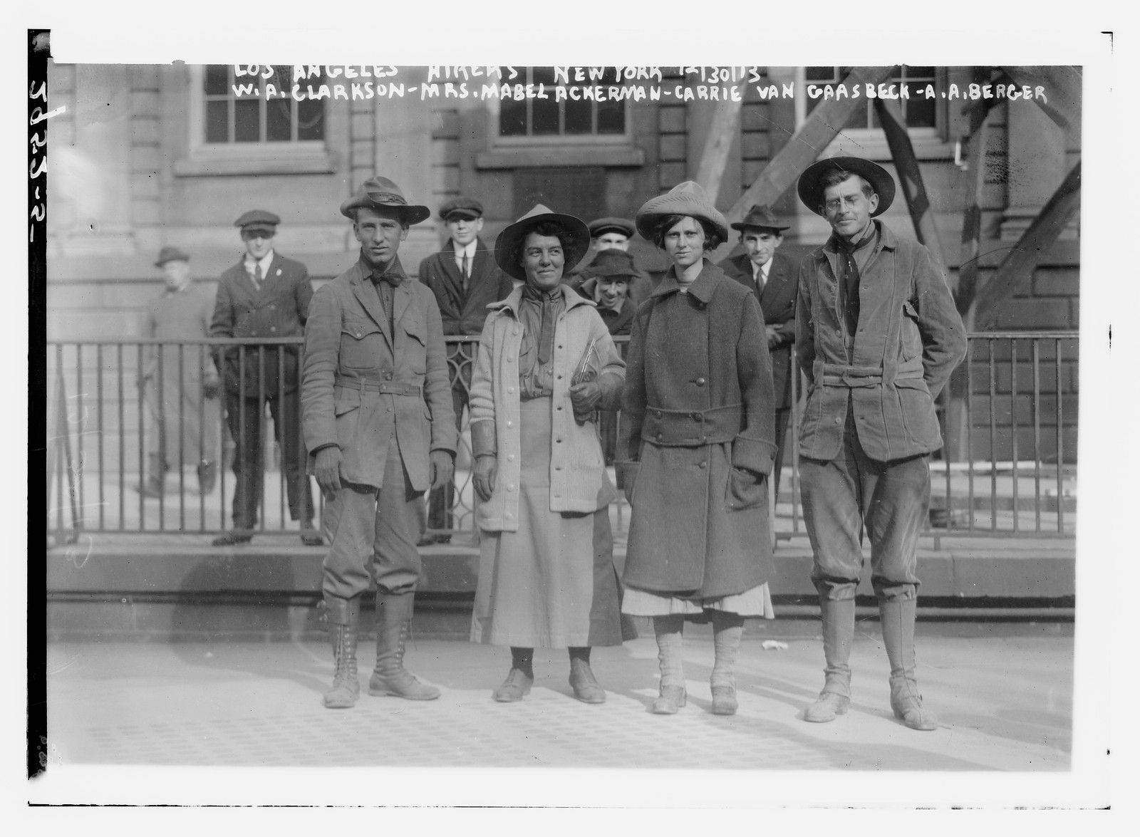 Los Angeles Hikers, N.Y., 12/30/13, W.A. Clarkson, Mrs. Mabel Ackerman, Carrie Van Gaasbeck and A.A. Berger, 12/30/13. — historic photograph