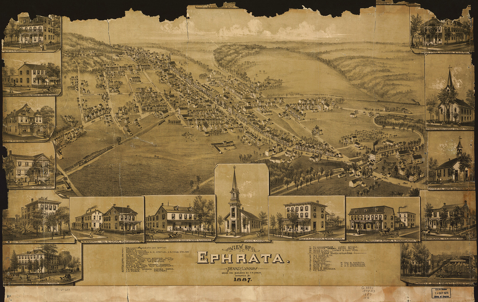 Ephrata, Pennsylvania, 1887, 1887 — antique map