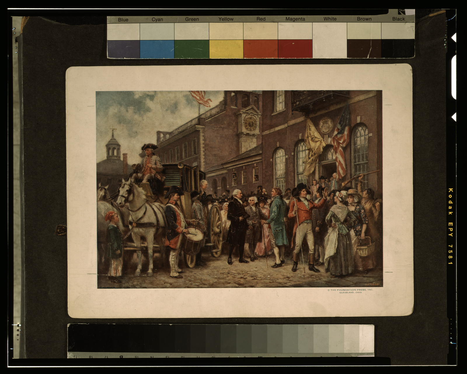 Washington's inauguration at Philadelphia / J.L.G. Ferris., Cleveland, Ohio : The Foundation Press, Inc., c1947 June 18. — historic print