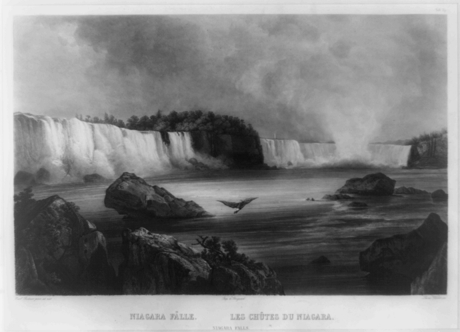 Niagara Fälle--Les Chûtes du Niagara--Niagara Falls, [between 1830 and 1900] — antique engraving